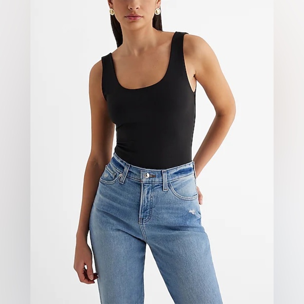 Express Body Contour Scoop Neck Tank Bodysuit Black Size Small